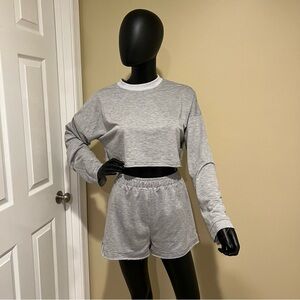 Set Crop Top Shorts High Waisted Pants Loose Pants Track Pants Tank Top Mock Ne